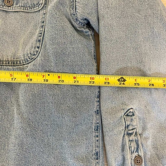 Levi Strauss & Co. Mens Denim Shirt Jacket L‎ Blue Plaid Lined Button Front - Picture 7 of 10
